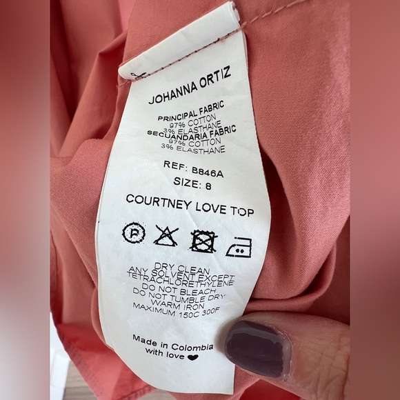 JOHANNA ORTIZ peach puff sleeve courtney love top / size 8 - Picture 7 of 7